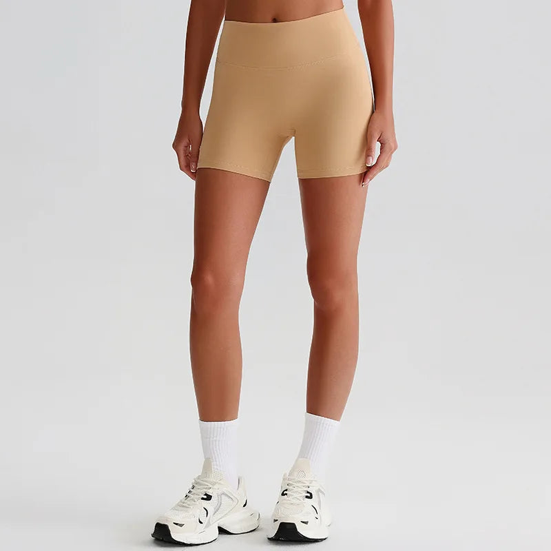 Recycled polyester high waist knit nylon workout sport shorts - product image