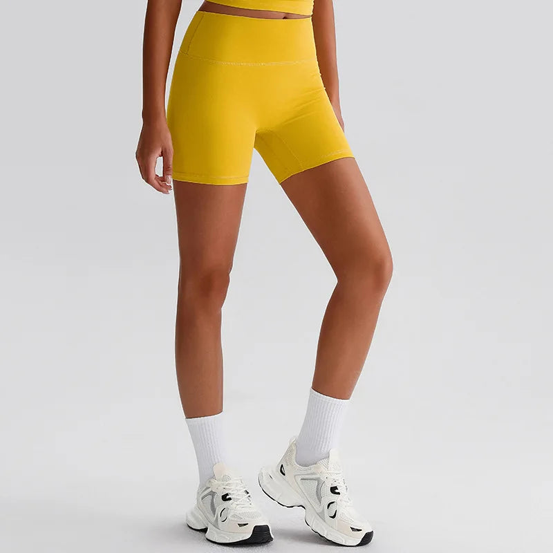 Recycled polyester high waist knit nylon workout sport shorts - product image