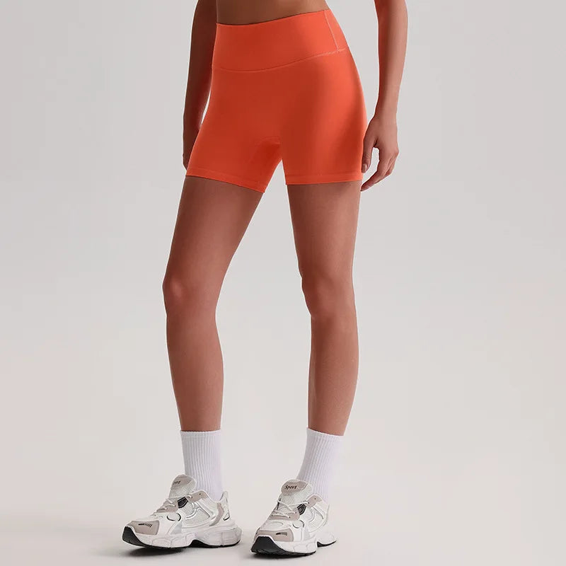 Recycled polyester high waist knit nylon workout sport shorts - product image