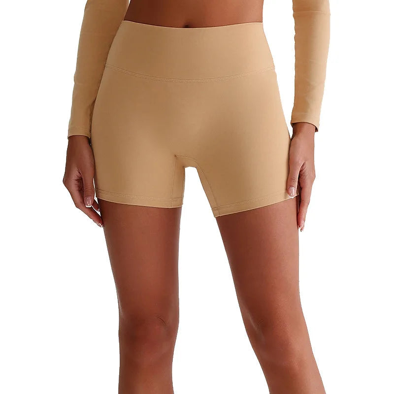 Recycled polyester high waist knit nylon workout sport shorts - product image
