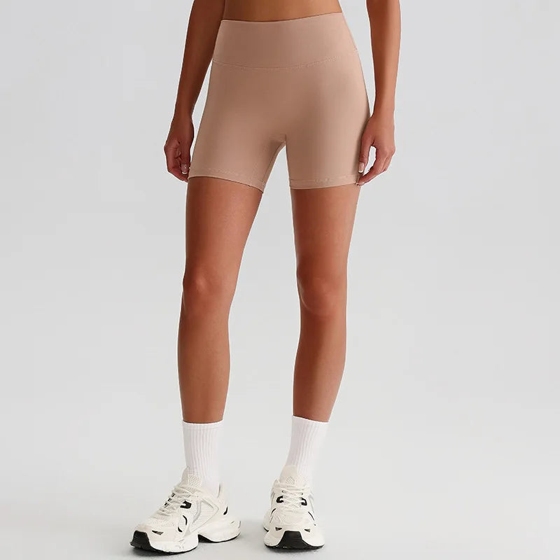 Recycled polyester high waist knit nylon workout sport shorts - product image