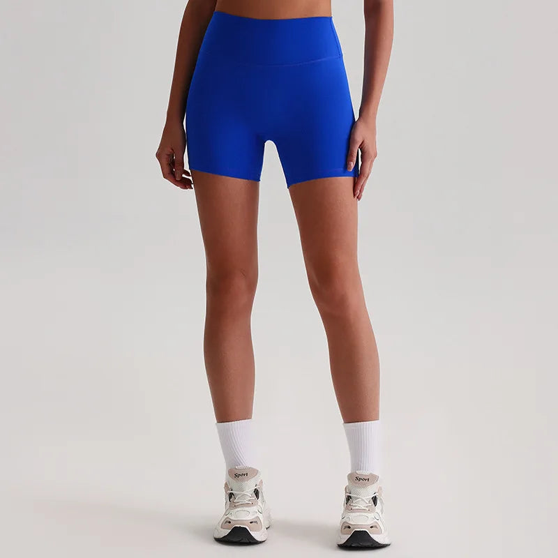 Recycled polyester high waist knit nylon workout sport shorts - product image