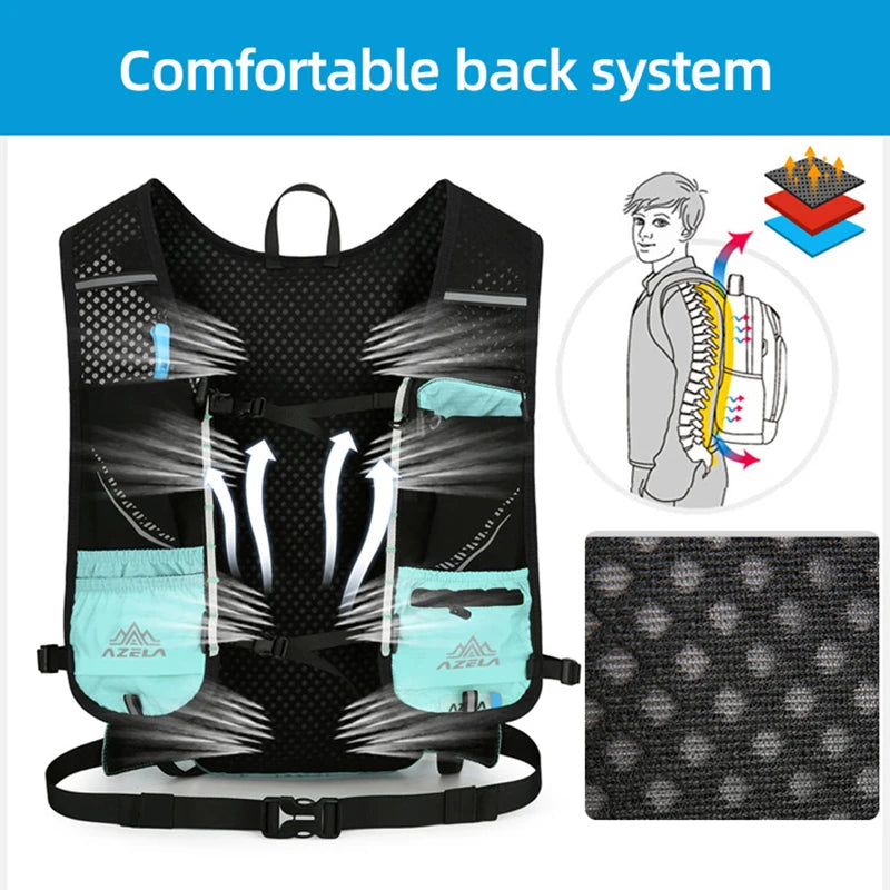 Running hydrating vest backpack with quick drinking system breathable nylon - product image