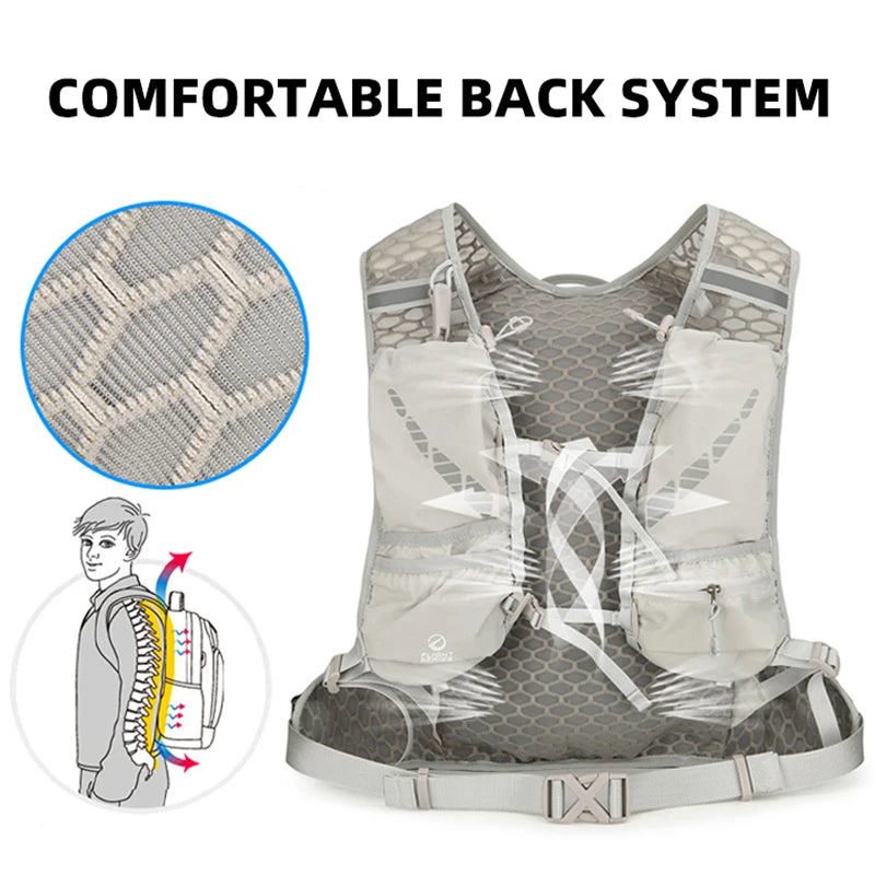 Running vest hydrating backpack with multi-compartment lightweight nylon bag - product image