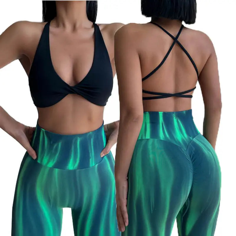 Sculpt peach cross strappy padded front twist yoga bra with quick dry nylon spandex - product image