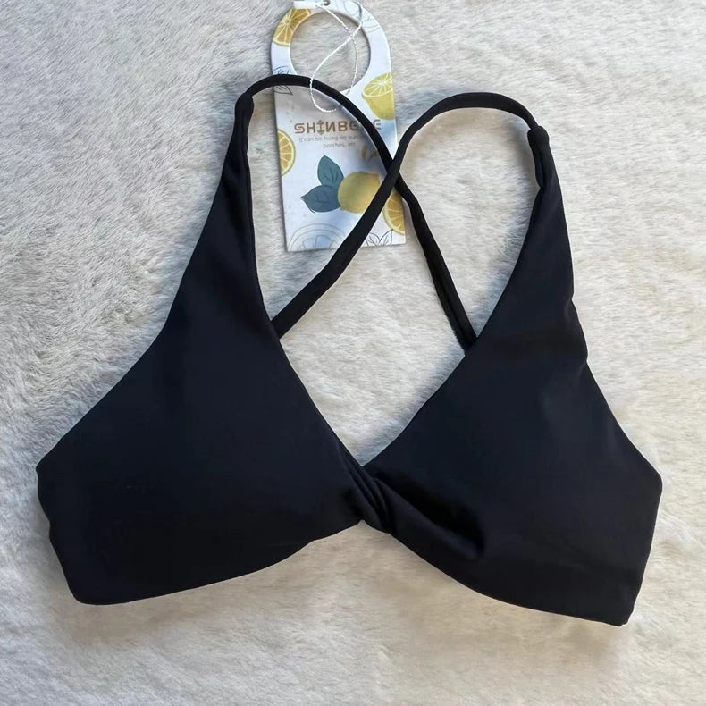 Sculpt peach cross strappy padded front twist yoga bra with quick dry nylon spandex - product image