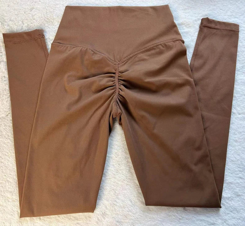 Sculpt peach high waist v cut back yoga tights nylon spandex moisture wicking - product image