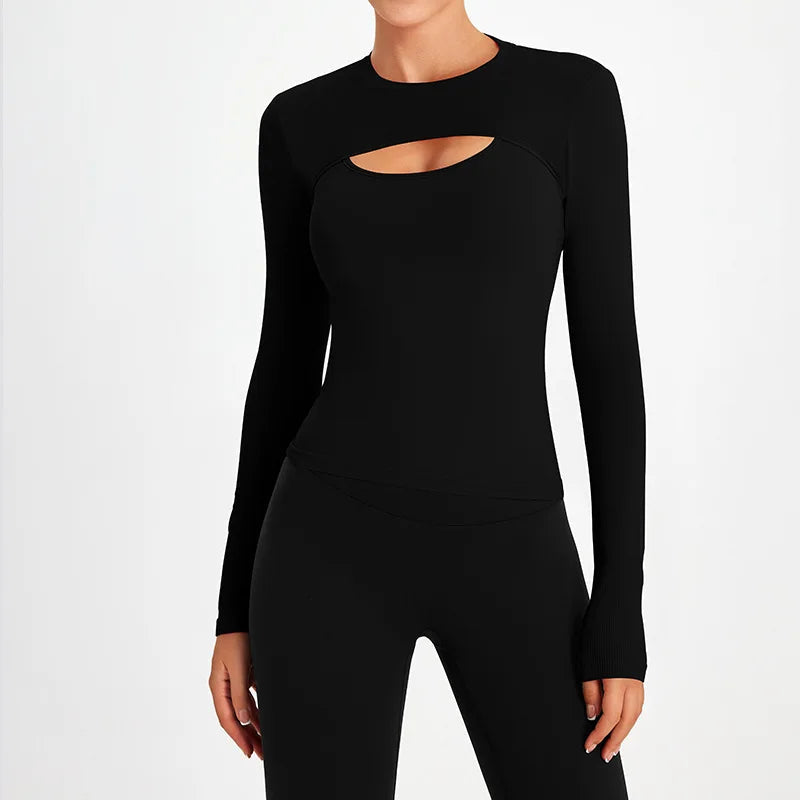 Seamless racerback knit nylon crop top and bolero shrug set - product image