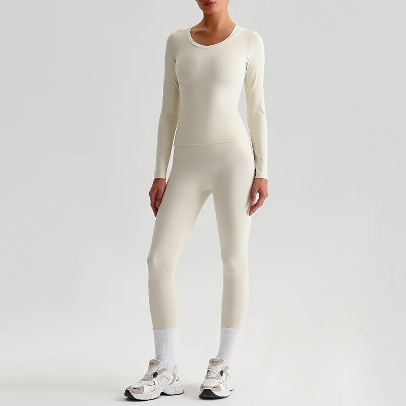 Hi Cloud Women'S Short Sleeve Top High Waist Leggings Nylon Spandex - Product Image