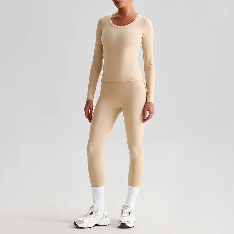 Hi Cloud Women'S Short Sleeve Top High Waist Leggings Nylon Spandex - Product Image