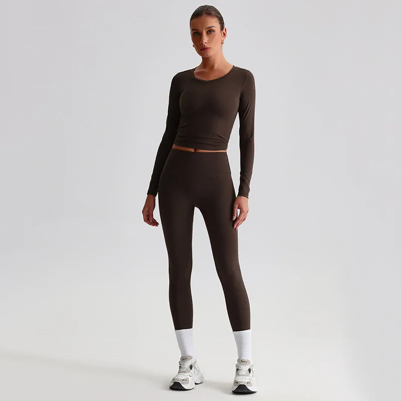 Hi Cloud Women'S Short Sleeve Top High Waist Leggings Nylon Spandex - Product Image