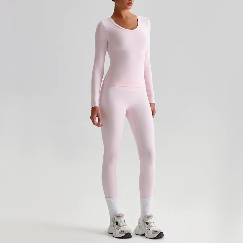 Hi Cloud Women'S Short Sleeve Top High Waist Leggings Nylon Spandex - Product Image