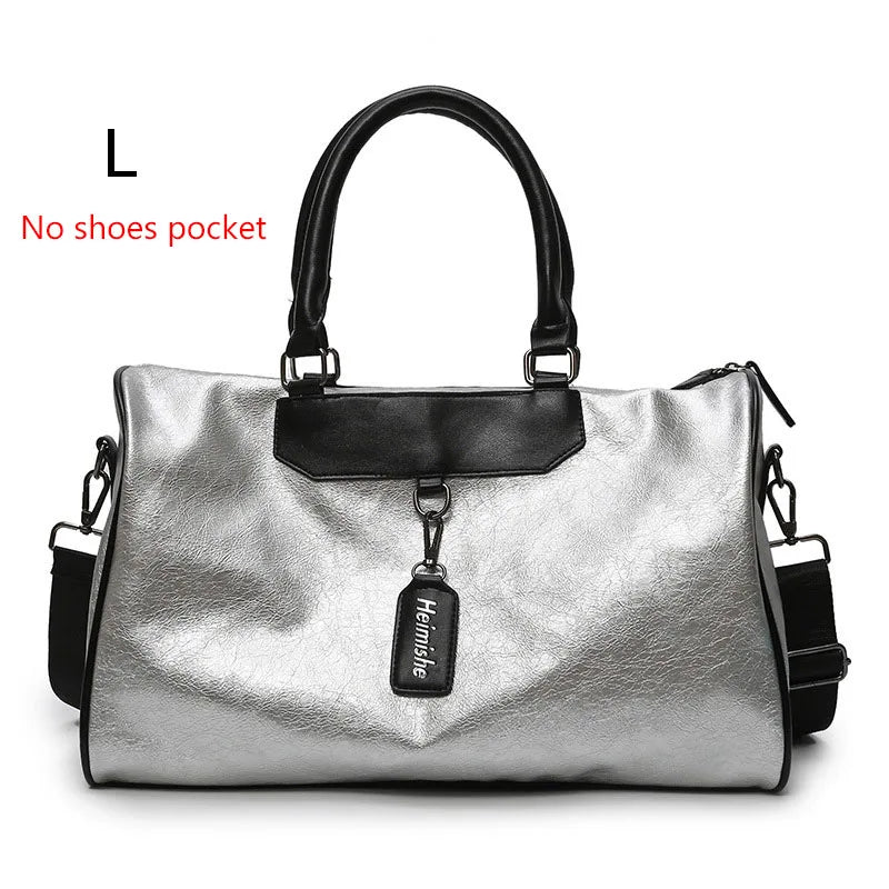 Silver fitness gym bag with large capacity and multi-compartment storage - product image