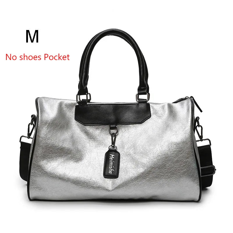 Silver fitness gym bag with large capacity and multi-compartment storage - product image