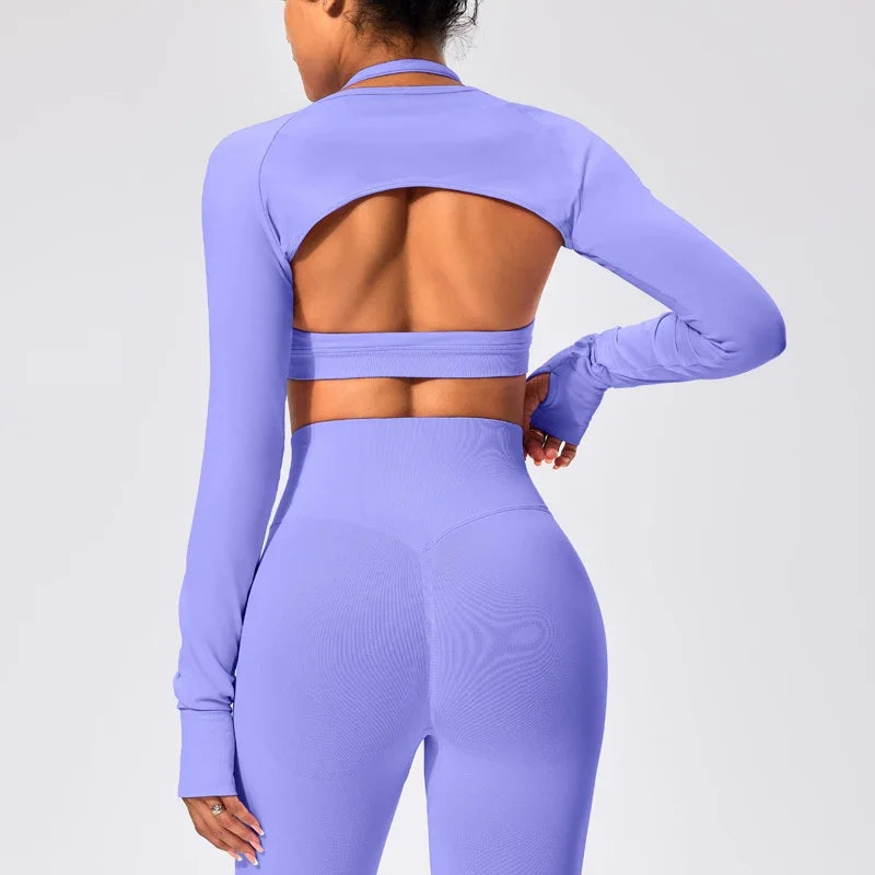Spandex nylon seamless knit women's open front workout ballet shrug bolero - product image