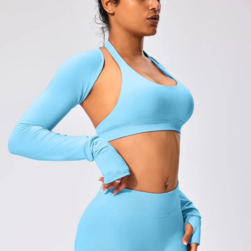 Spandex nylon seamless knit women's open front workout ballet shrug bolero - product image