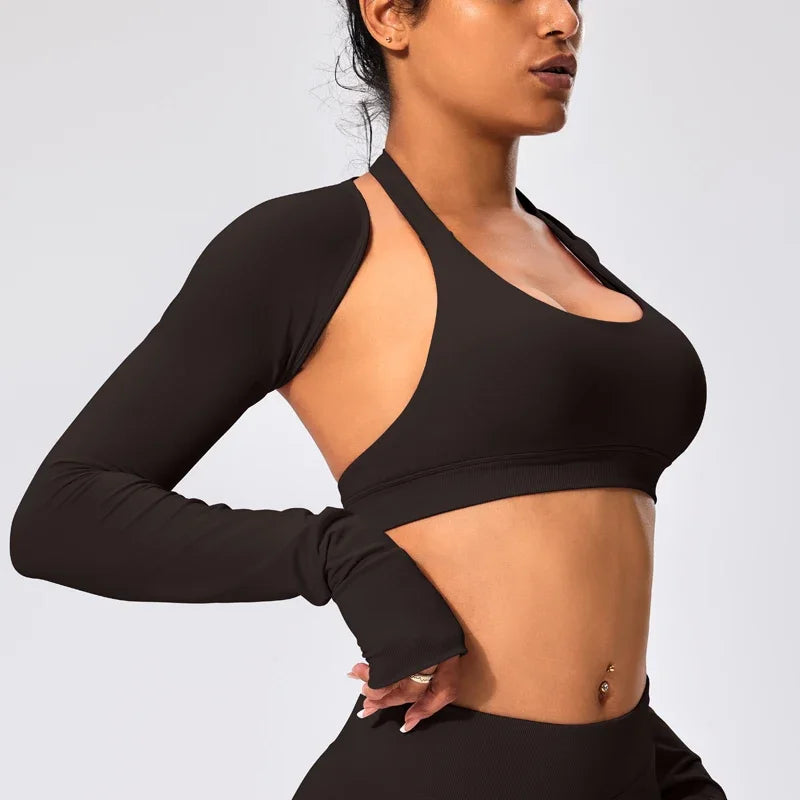 Spandex nylon seamless knit women's open front workout ballet shrug bolero - product image