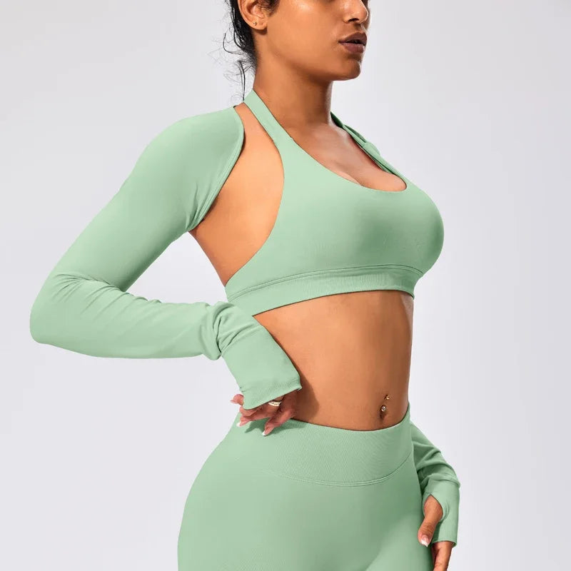 Spandex nylon seamless knit women's open front workout ballet shrug bolero - product image