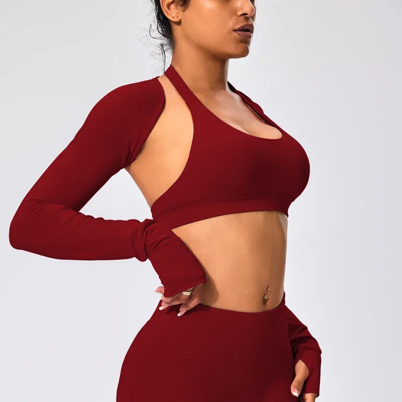 Spandex nylon seamless knit women's open front workout ballet shrug bolero - product image