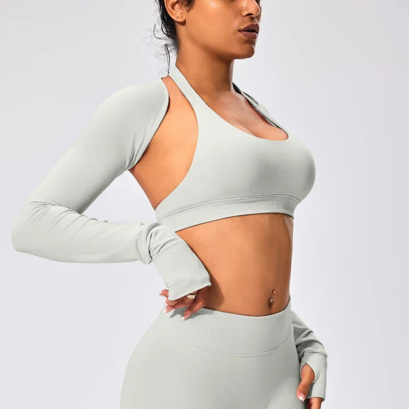 Spandex nylon seamless knit women's open front workout ballet shrug bolero - product image