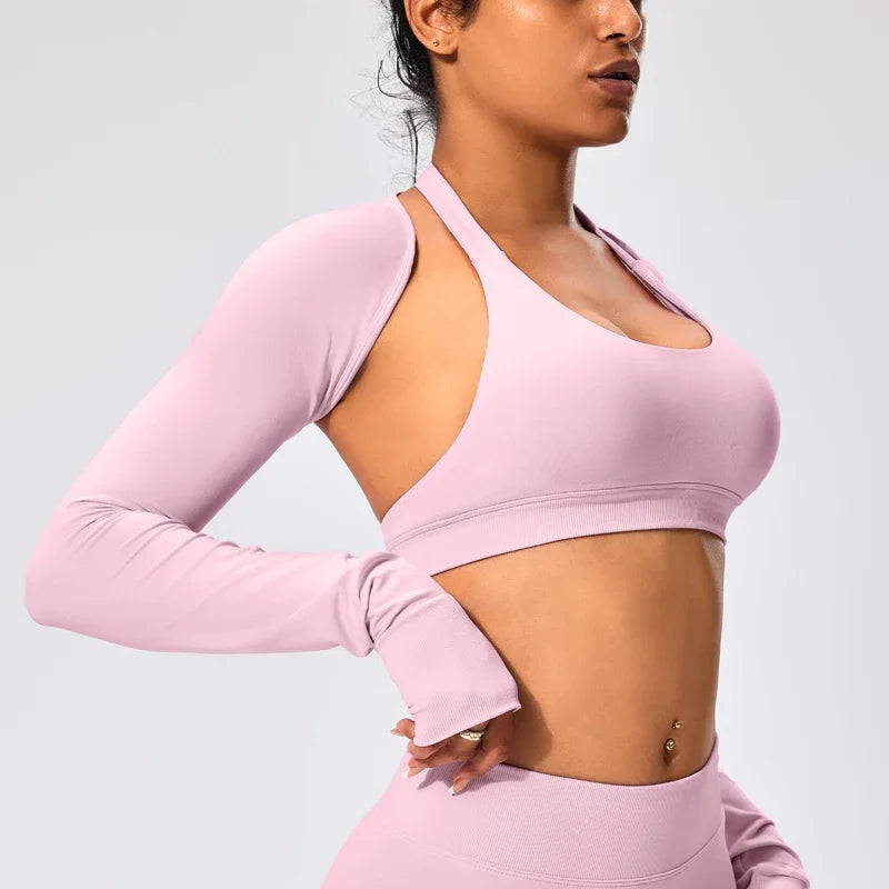 Spandex nylon seamless knit women's open front workout ballet shrug bolero - product image