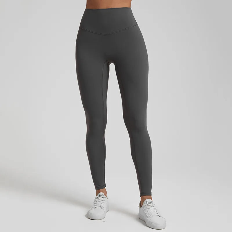 Super cloud high waist nylon spandex 4-way stretch yoga leggings with v shape back - product image