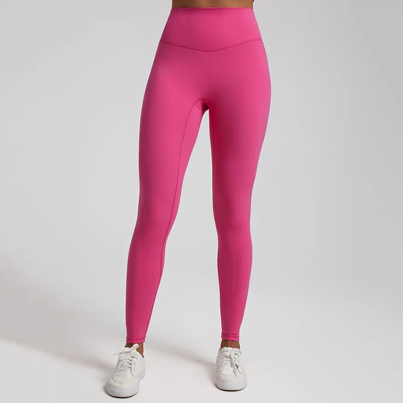 Super cloud high waist nylon spandex 4-way stretch yoga leggings with v shape back - product image