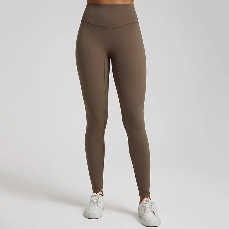 Super cloud high waist nylon spandex 4-way stretch yoga leggings with v shape back - product image