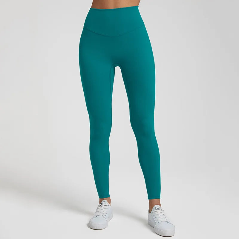 Super cloud high waist nylon spandex 4-way stretch yoga leggings with v shape back - product image