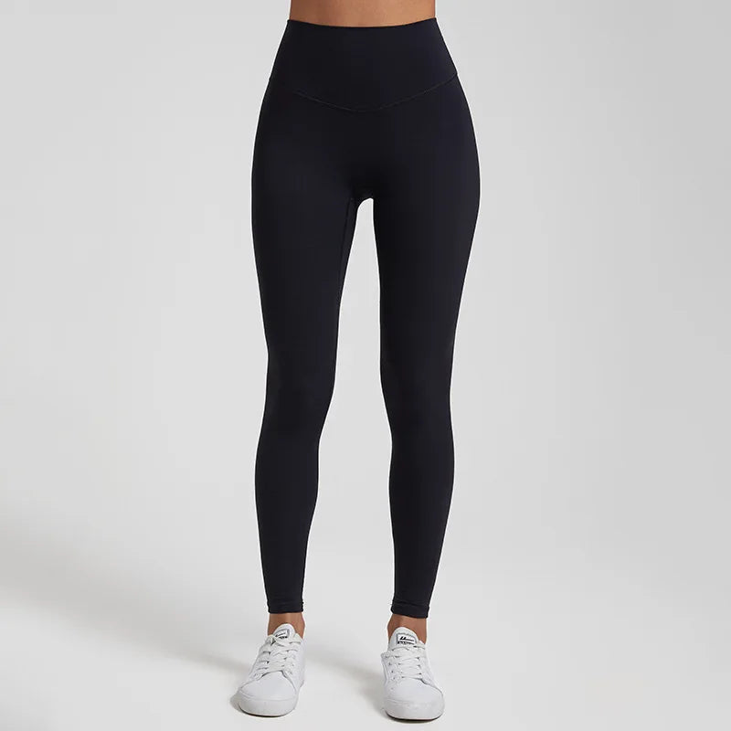 Super cloud high waist nylon spandex 4-way stretch yoga leggings with v shape back - product image