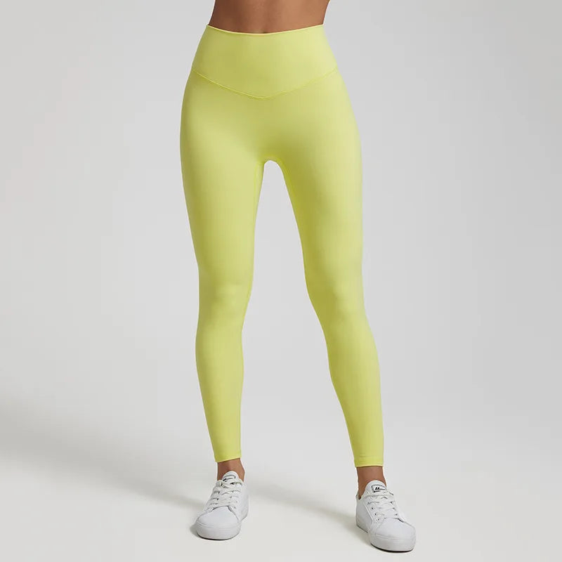 Super cloud high waist nylon spandex 4-way stretch yoga leggings with v shape back - product image