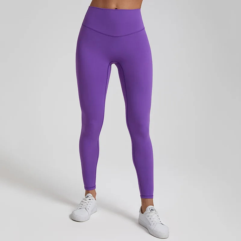Super cloud high waist nylon spandex 4-way stretch yoga leggings with v shape back - product image
