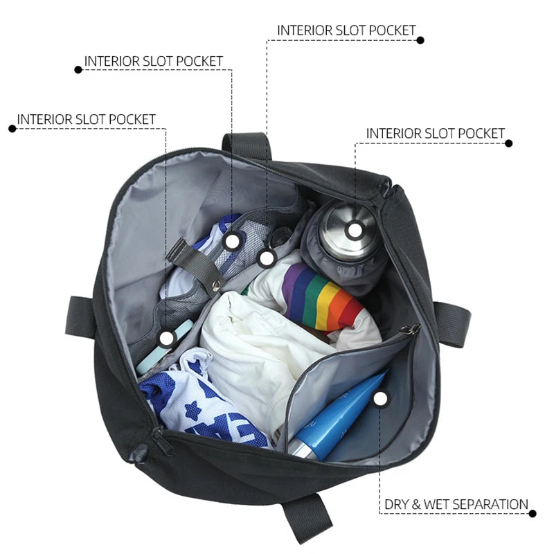 Waterproof gym fitness shoulder bag with dry-wet separation and detachable pouch - product image