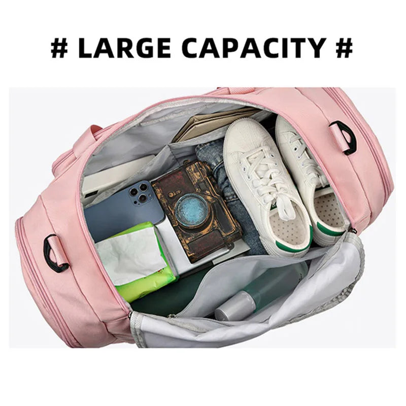 Waterproof large fitness bag with dry-wet separation and shoes pocket - product image