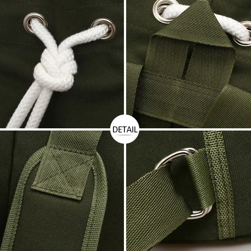 Waterproof nylon drawstring backpack with multiple compartments for fitness and outdoor sports - product image