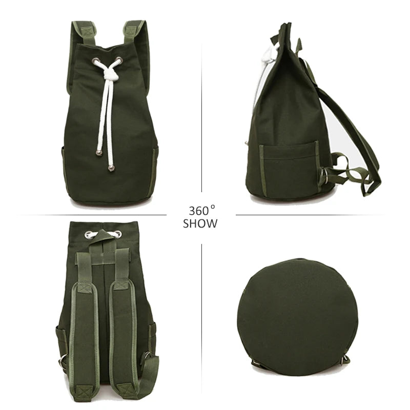 Waterproof nylon drawstring backpack with multiple compartments for fitness and outdoor sports - product image