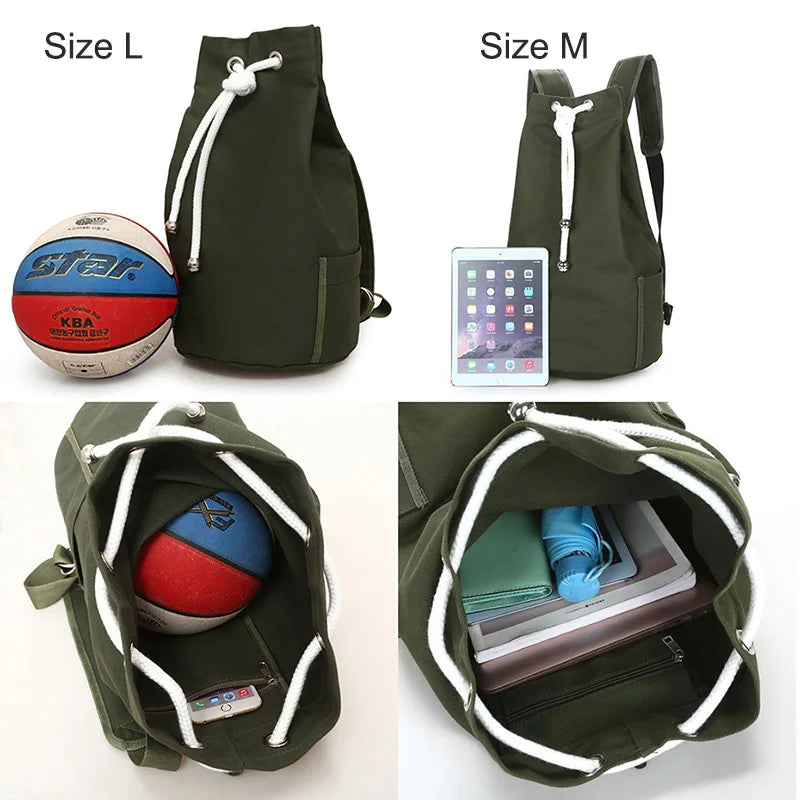 Waterproof nylon drawstring backpack with multiple compartments for fitness and outdoor sports - product image