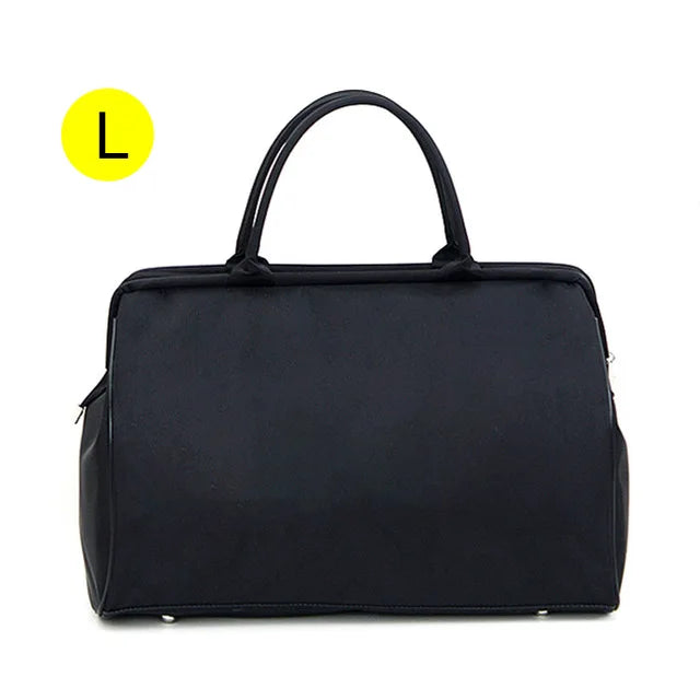 Waterproof nylon large capacity striped travel duffle gym bag with multiple compartments - product image