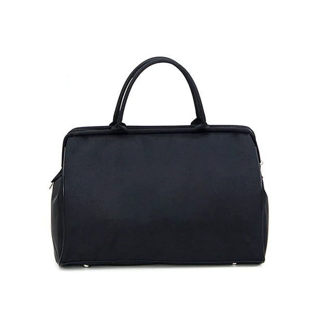 Waterproof nylon large capacity striped travel duffle gym bag with multiple compartments - product image