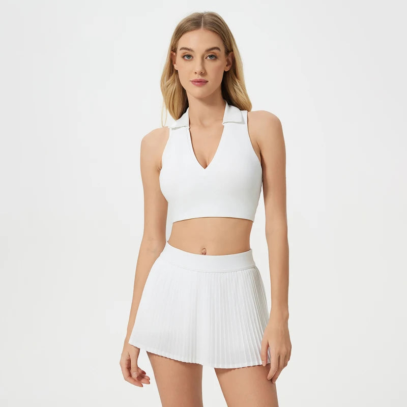 Women's 2-piece golf outfits high waist pleated skirts and sports bra - product image