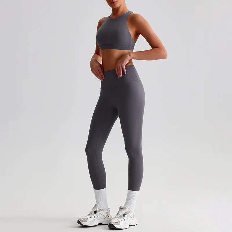 Women's 2-piece workout set strappy sports bra and leggings - product image