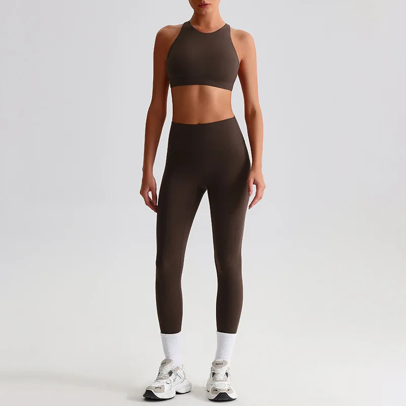 Women's 2-piece workout set strappy sports bra and leggings - product image
