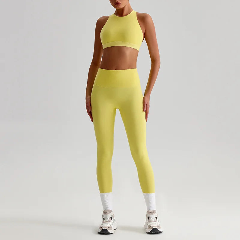 Women's 2-piece workout set strappy sports bra and leggings - product image