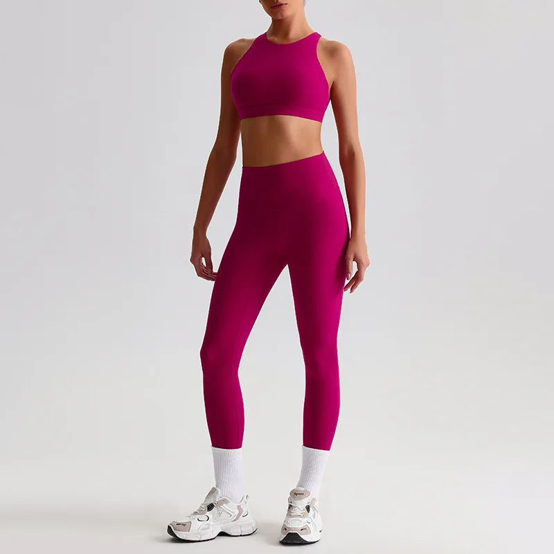 Women's 2-piece workout set strappy sports bra and leggings - product image