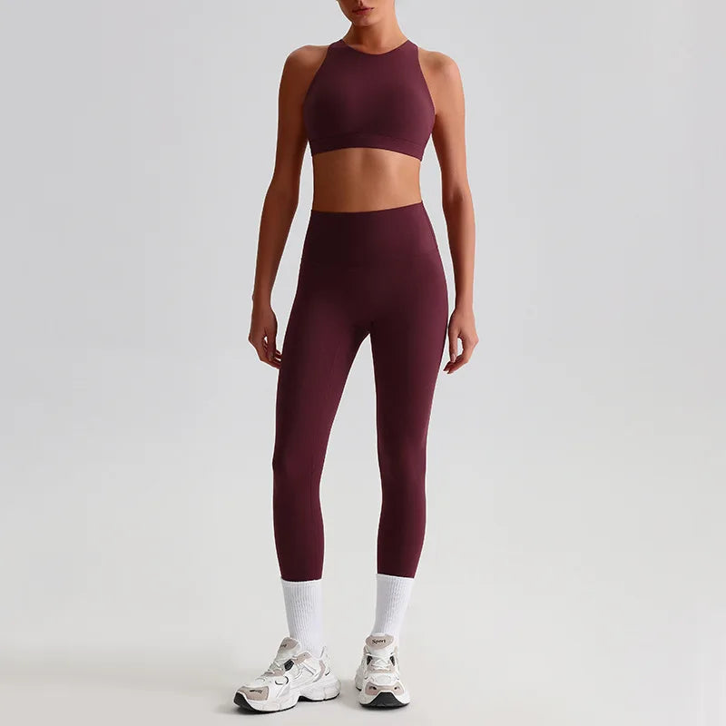 Women's 2-piece workout set strappy sports bra and leggings - product image