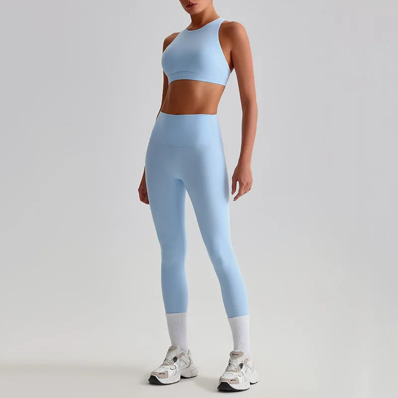 Women's 2-piece workout set strappy sports bra and leggings - product image