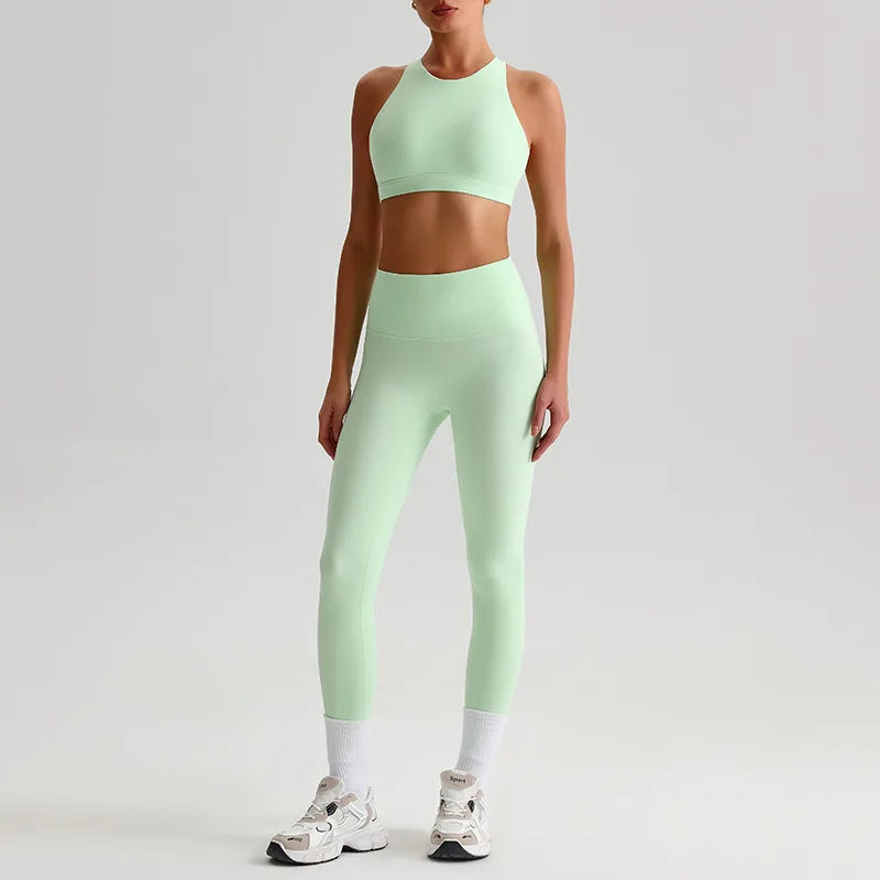 Women's 2-piece workout set strappy sports bra and leggings - product image