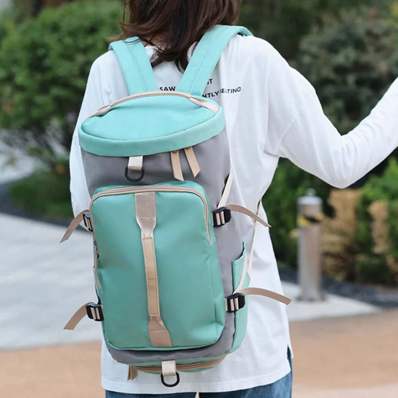 Women’s gym backpack with shoe compartment and multi-pocket storage design - product image