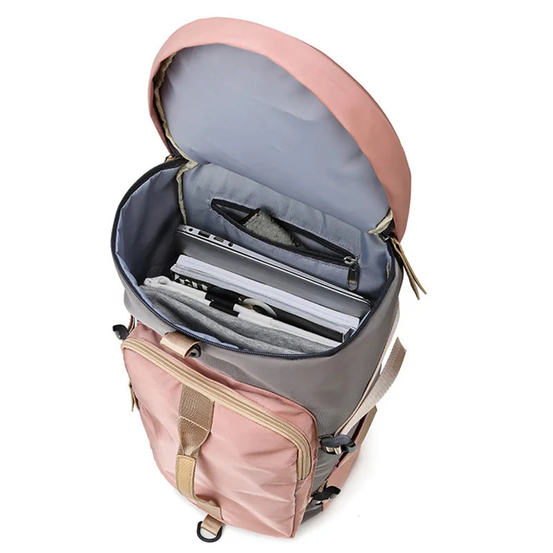 Women’s gym backpack with shoe compartment and multi-pocket storage design - product image