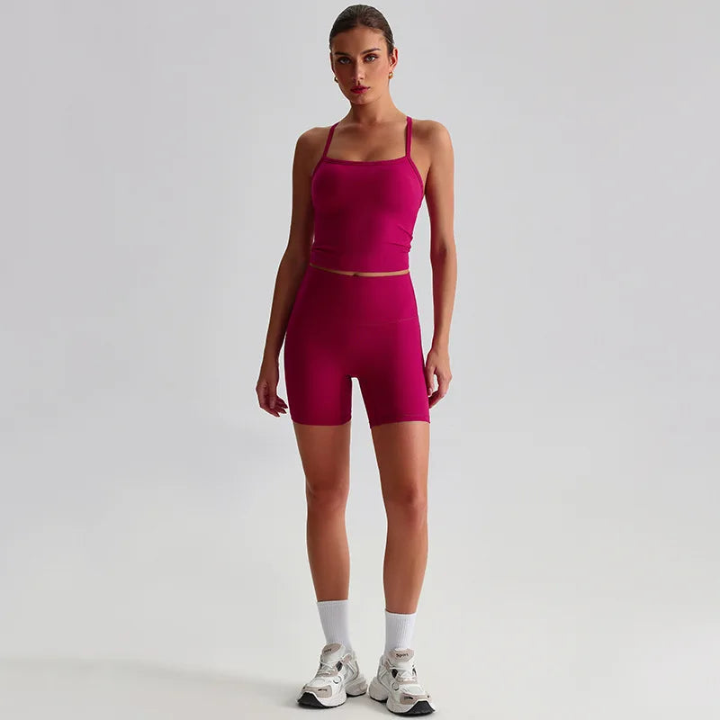 Women's high waist shorts and bras yoga workout set - product image